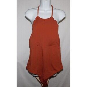 Chelsea Swimsuit Womens Burnt Orange Scallop Style One Piece Bathing Suit Sz XXL